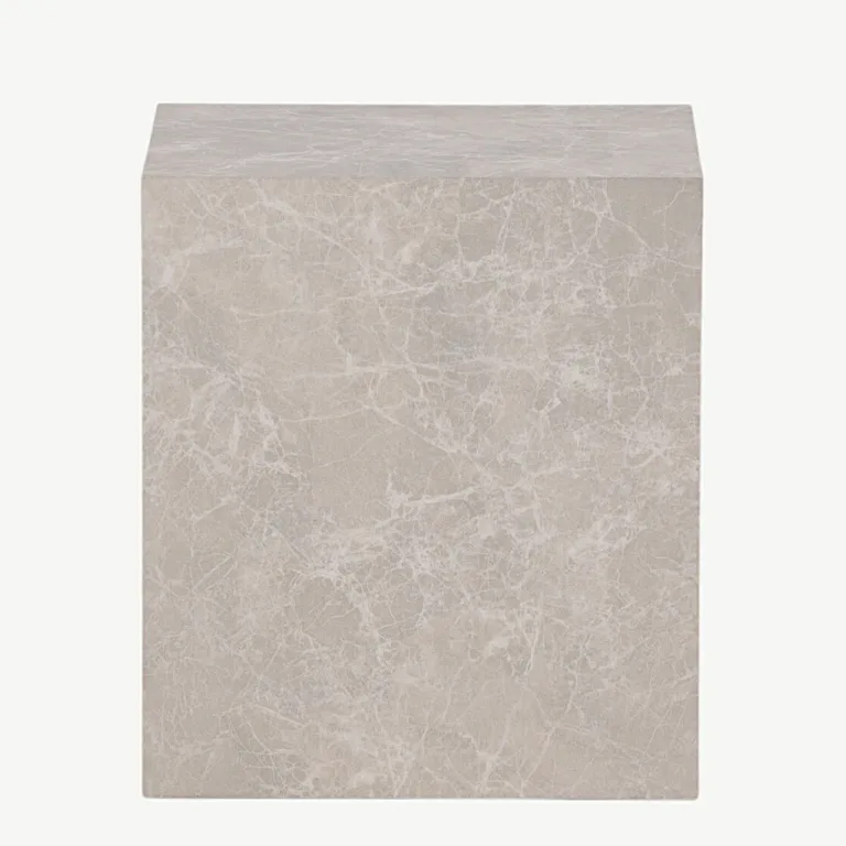 Beež marmorimustriga kõrge diivanilaud York, MDF, 40 x 40 x 45 cm - 15009-091
