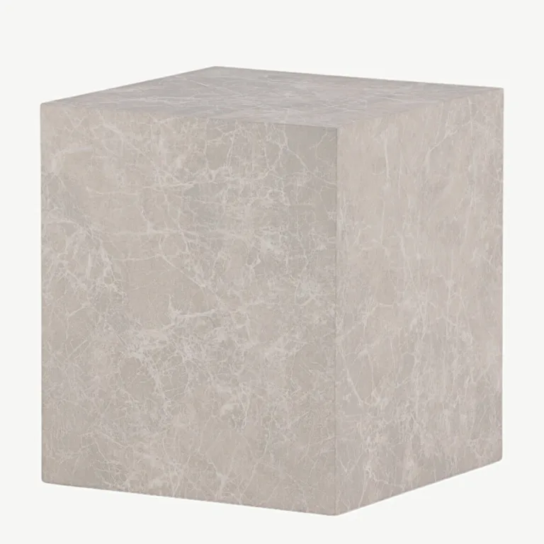 Beež marmorimustriga kõrge diivanilaud York, MDF, 40 x 40 x 45 cm - 15009-091