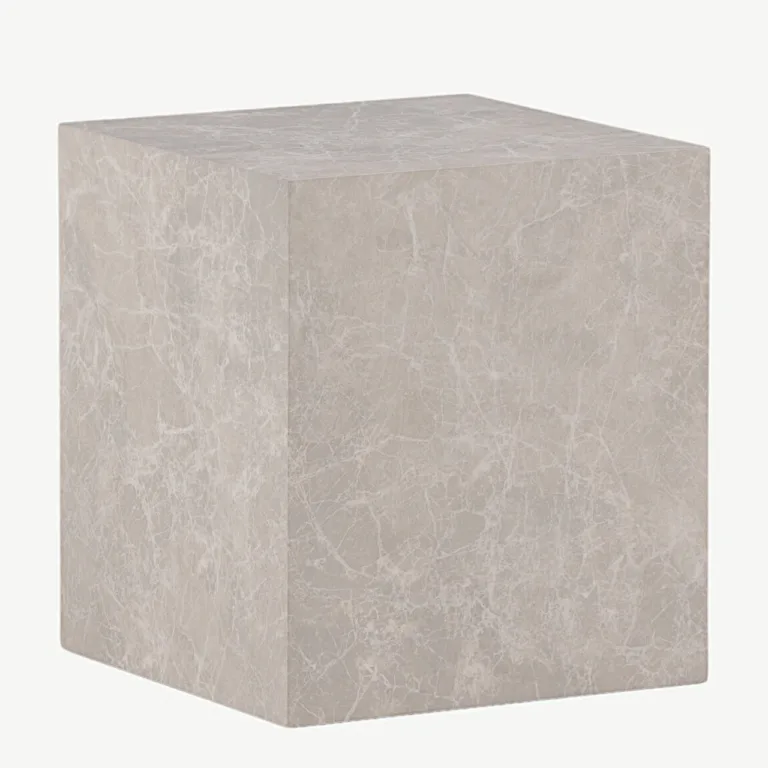 Beež marmorimustriga kõrge diivanilaud York, MDF, 40 x 40 x 45 cm - 15009-091