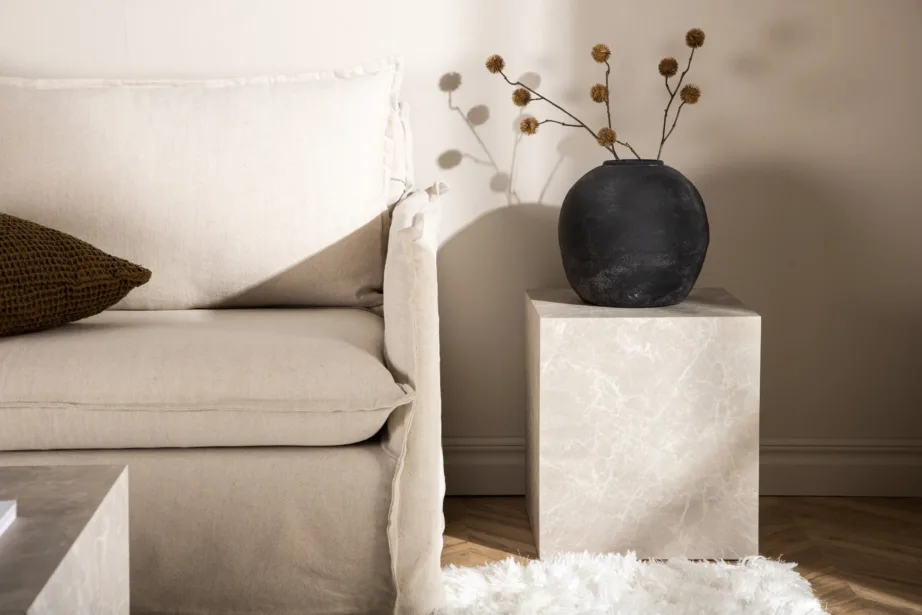 Beež marmorimustriga kõrge diivanilaud York, MDF, 40 x 40 x 45 cm, 15009-091 – 8