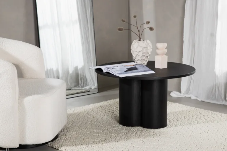 Must ümmargune spoonitud diivanilaud Olivia, ø80 cm - 15009-102