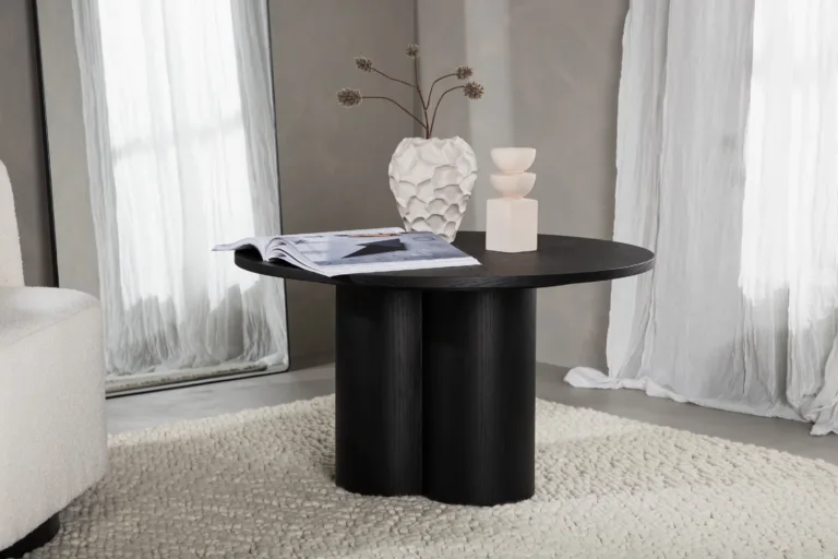 Must ümmargune spoonitud diivanilaud Olivia, ø80 cm - 15009-102