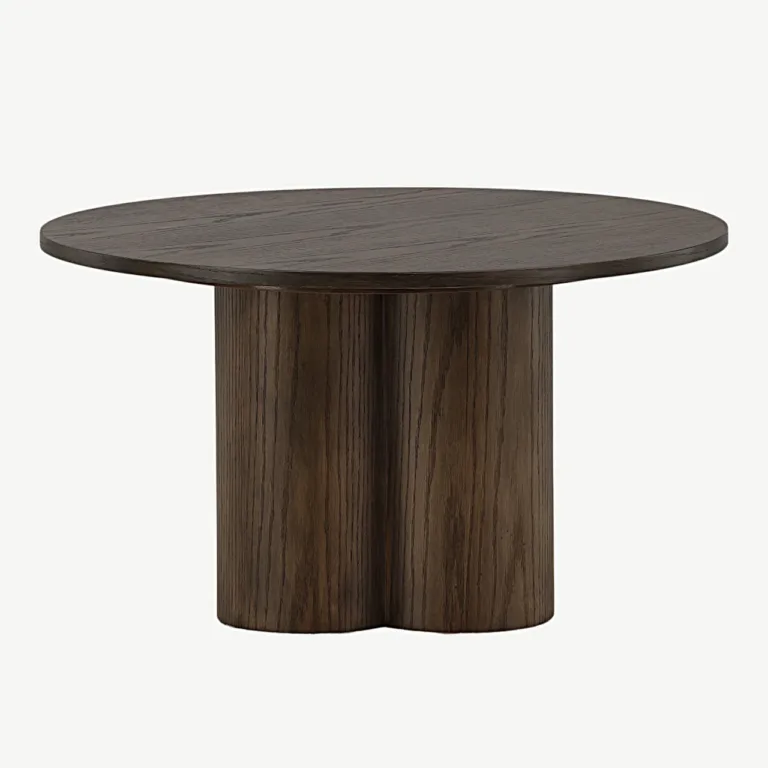 Olivia ümar mokkatooni MDF-spooniga diivanilaud, ø80 cm - 15009-103