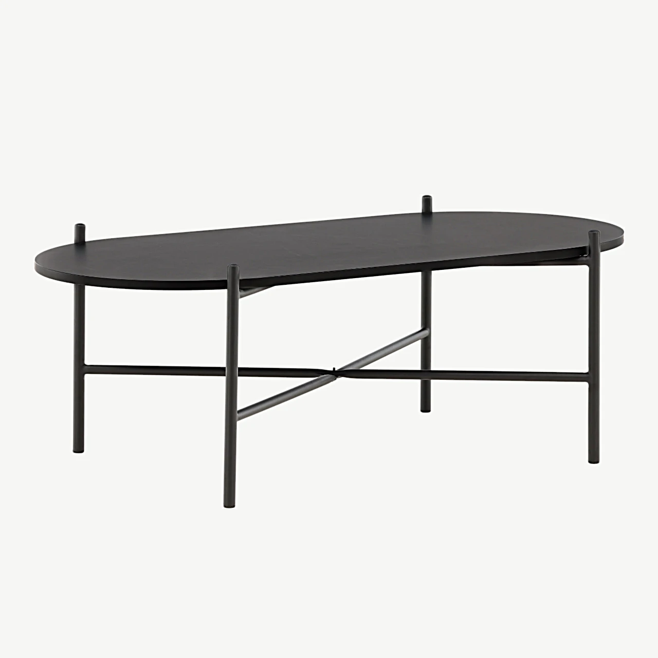 Must ovaalne diivanilaud Pueblo (MDF-ist, teras, 120 × 60 cm) - 15009-140