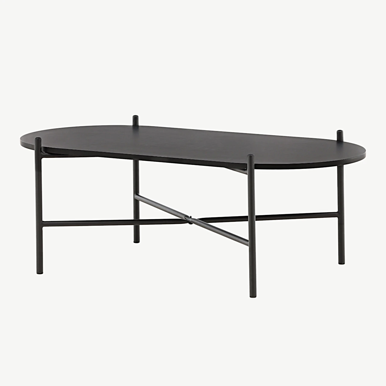 Must ovaalne diivanilaud Pueblo (MDF-ist, teras, 120 × 60 cm) - 15009-140