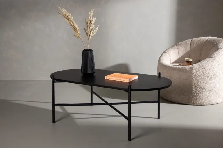 Must ovaalne diivanilaud Pueblo (MDF-ist, teras, 120 × 60 cm) - 15009-140