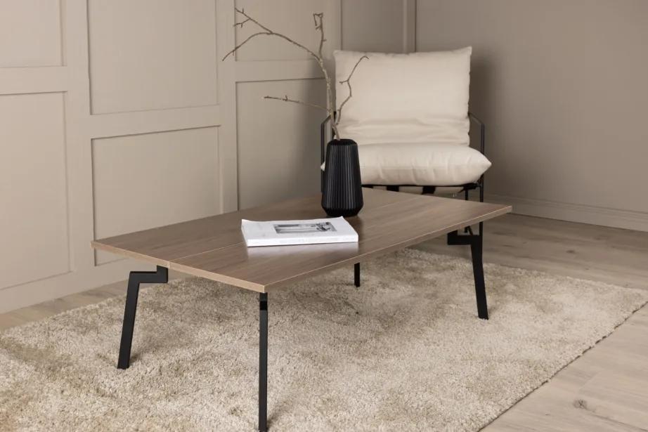 Pähklitooni MDF-diivanilaud mustade terasjalgadega Bethan, 15009-170 – 8