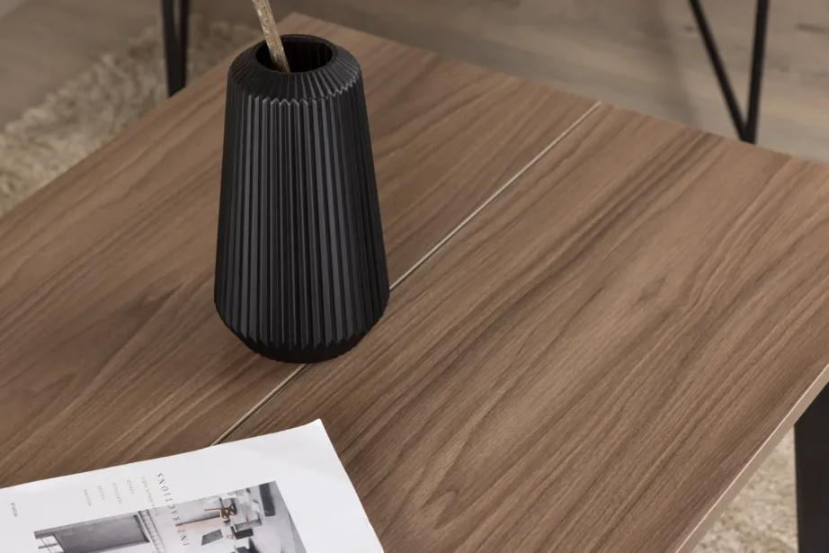 Pähklitooni MDF-diivanilaud mustade terasjalgadega Bethan, 15009-170 – 9