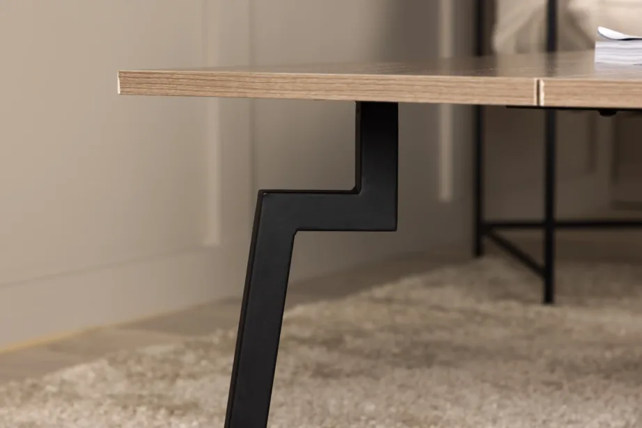 Pähklitooni MDF-diivanilaud mustade terasjalgadega Bethan, 15009-170 – 10