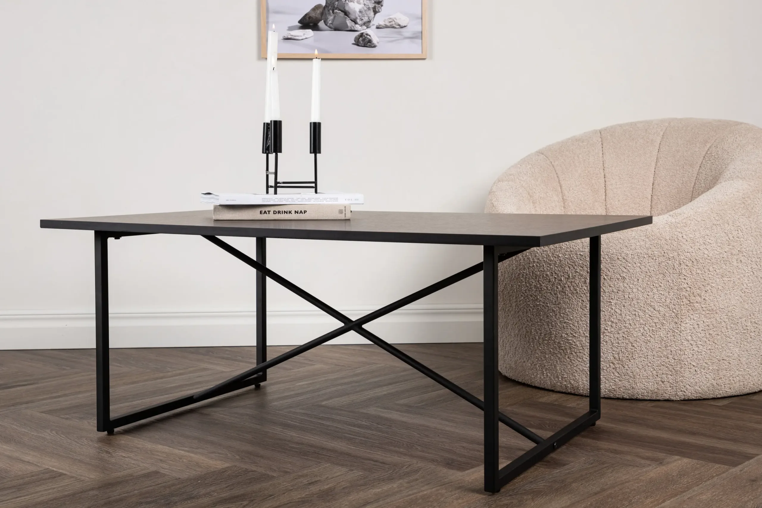 Pryor must diivanilaud terasraamiga, MDF lauaplaat, 110 × 70 cm - 15009-190