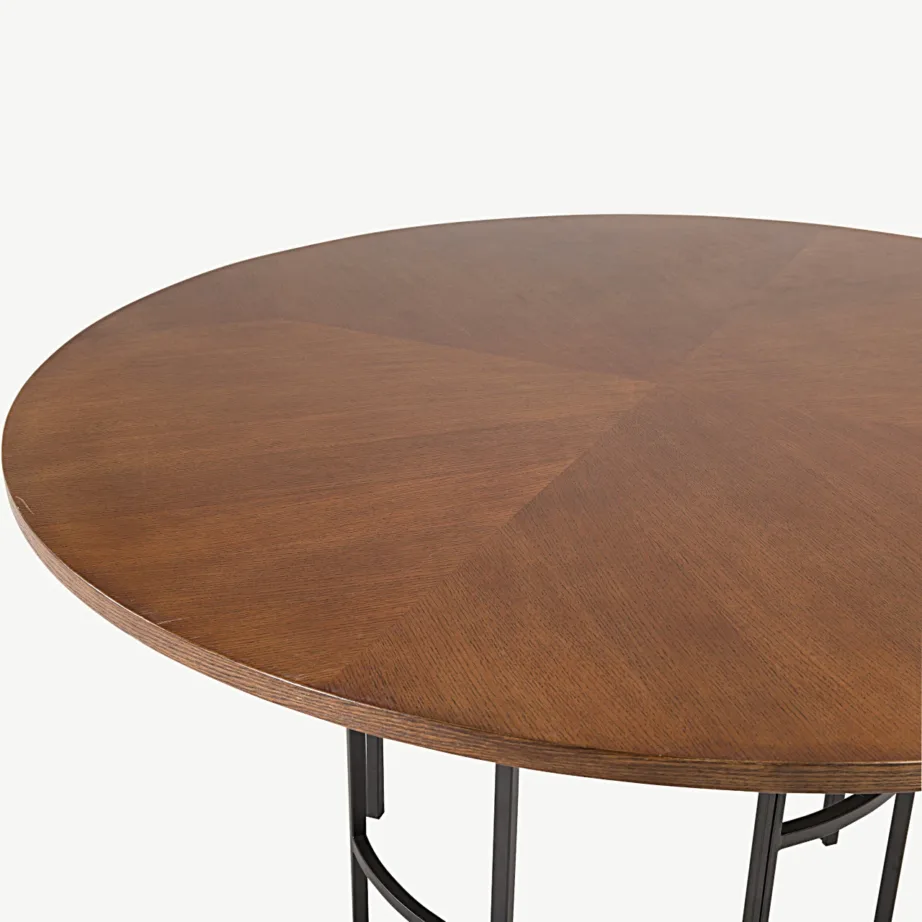 Ümmargune pruun söögilaud Copenhagen, musta terasraamiga (ø140 cm), 15009-468 – 3