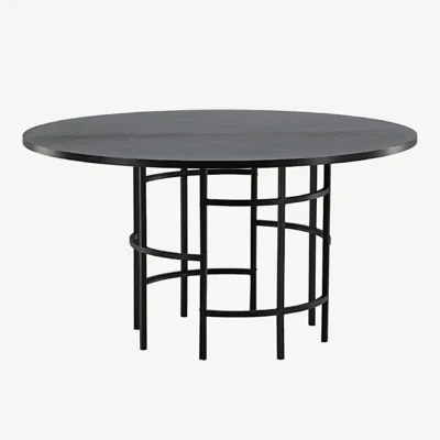 Ümmargune must söögilaud Copenhagen, ø140 cm (MDF, must teras) - 15009-488