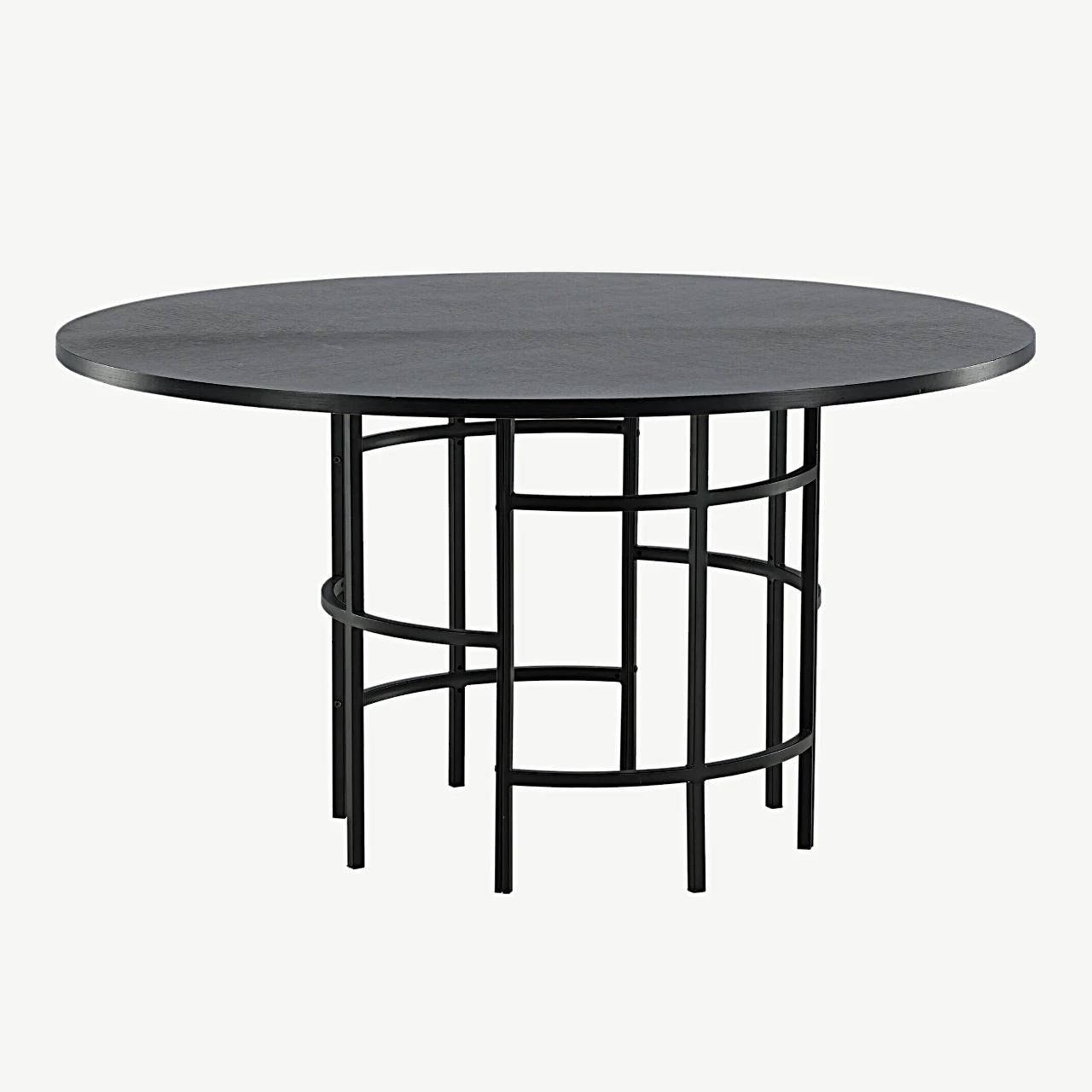 Ümmargune must söögilaud Copenhagen, ø140 cm (MDF, must teras) - 15009-488