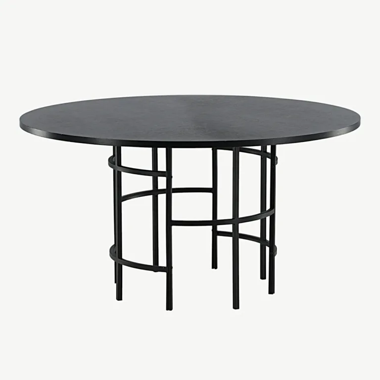 Ümmargune must söögilaud Copenhagen, ø140 cm (MDF, must teras) - 15009-488