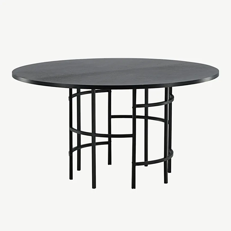 Ümmargune must söögilaud Copenhagen, ø140 cm (MDF, must teras) - 15009-488