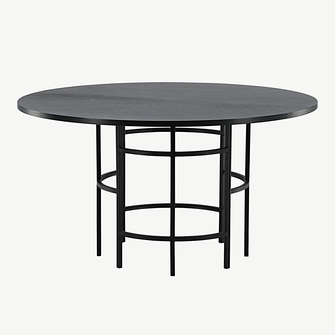 Ümmargune must söögilaud Copenhagen, ø140 cm (MDF, must teras) - 15009-488