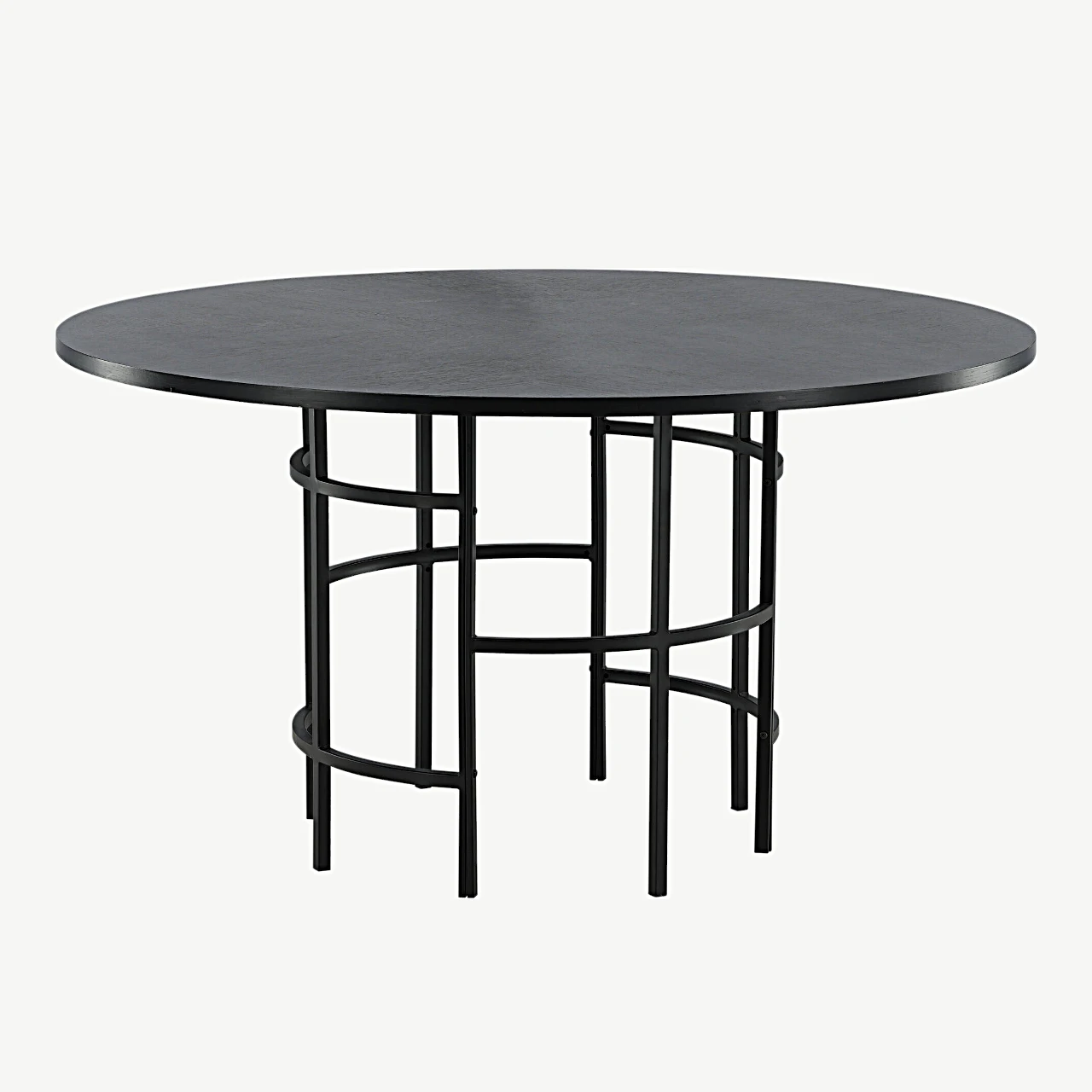 Ümmargune must söögilaud Copenhagen, ø140 cm (MDF, must teras) - 15009-488