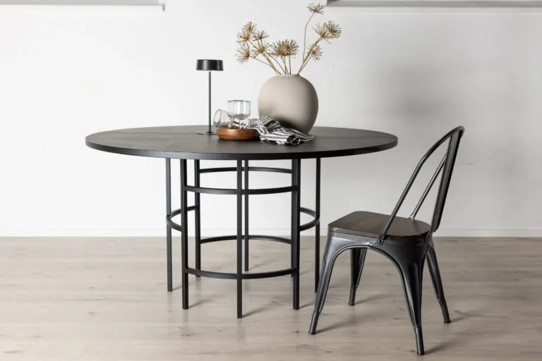 Ümmargune must söögilaud Copenhagen, ø140 cm (MDF, must teras) - 15009-488