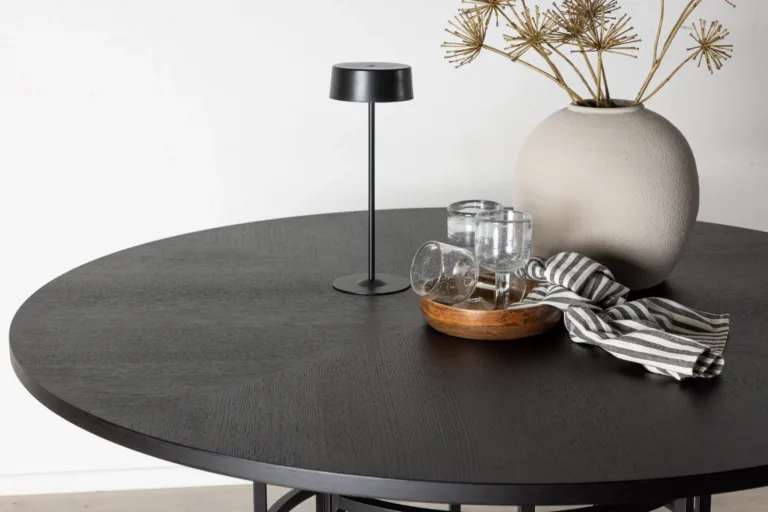 Ümmargune must söögilaud Copenhagen, ø140 cm (MDF, must teras) - 15009-488