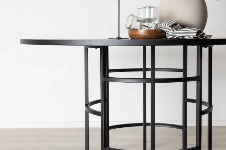 Ümmargune must söögilaud Copenhagen, ø140 cm (MDF, must teras) - 15009-488