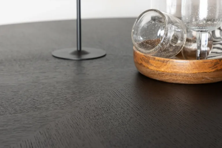 Ümmargune must söögilaud Copenhagen, ø140 cm (MDF, must teras) - 15009-488