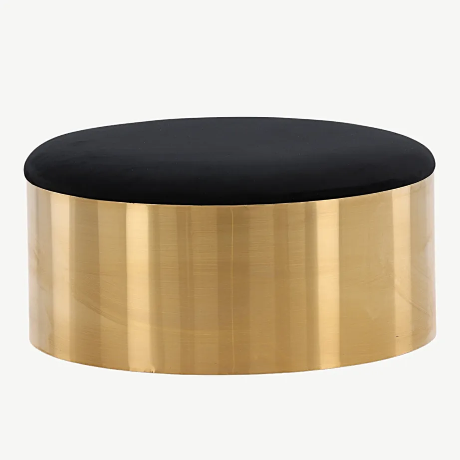 Ümar tumbaga puff, mustast sametist, kuldse metallalusega, ø75 cm, 15011-888 – 6