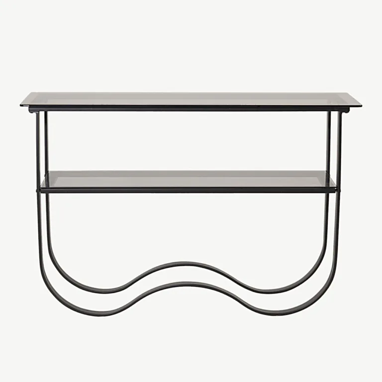 Mustast metallist raamiga klaasist abilaud Wavy, kahe tasandiga - 15012-588