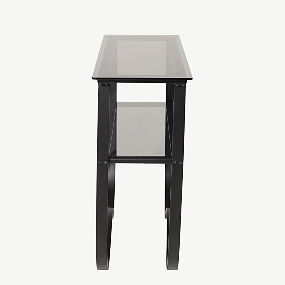 Mustast metallist raamiga klaasist abilaud Wavy, kahe tasandiga, 15012-588 – 3