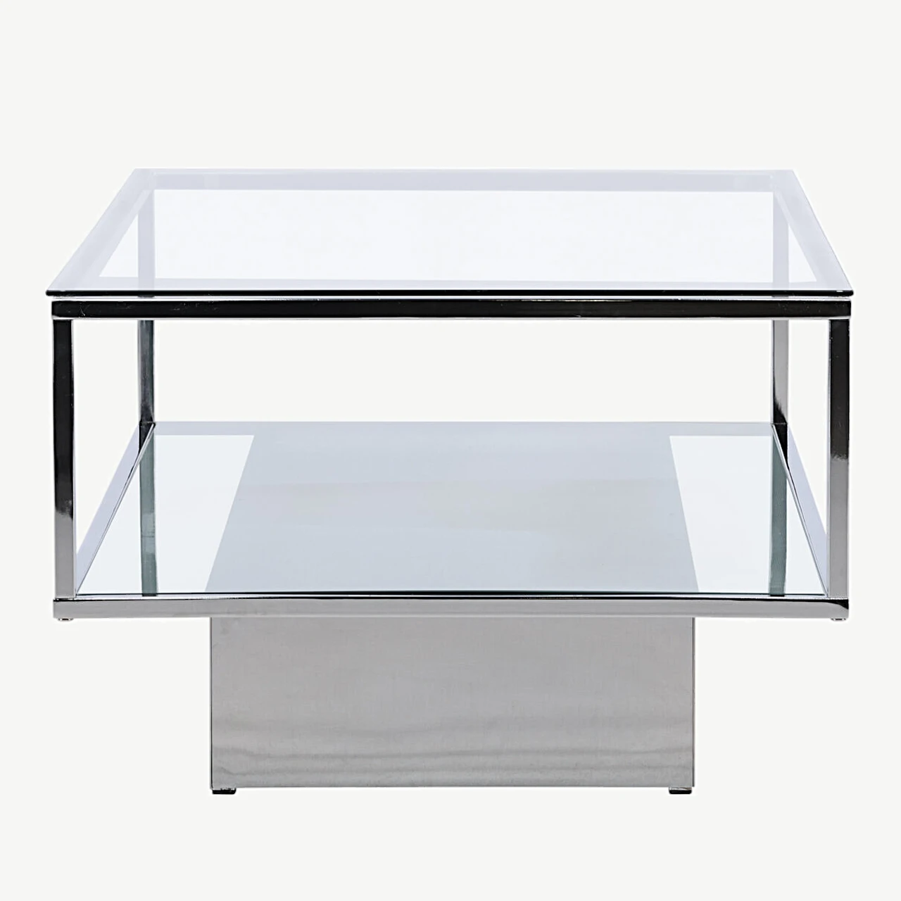 Klaasist ja terasest diivanilaud Maglehem hõbedase raamiga (130×60 cm) - 15015-331