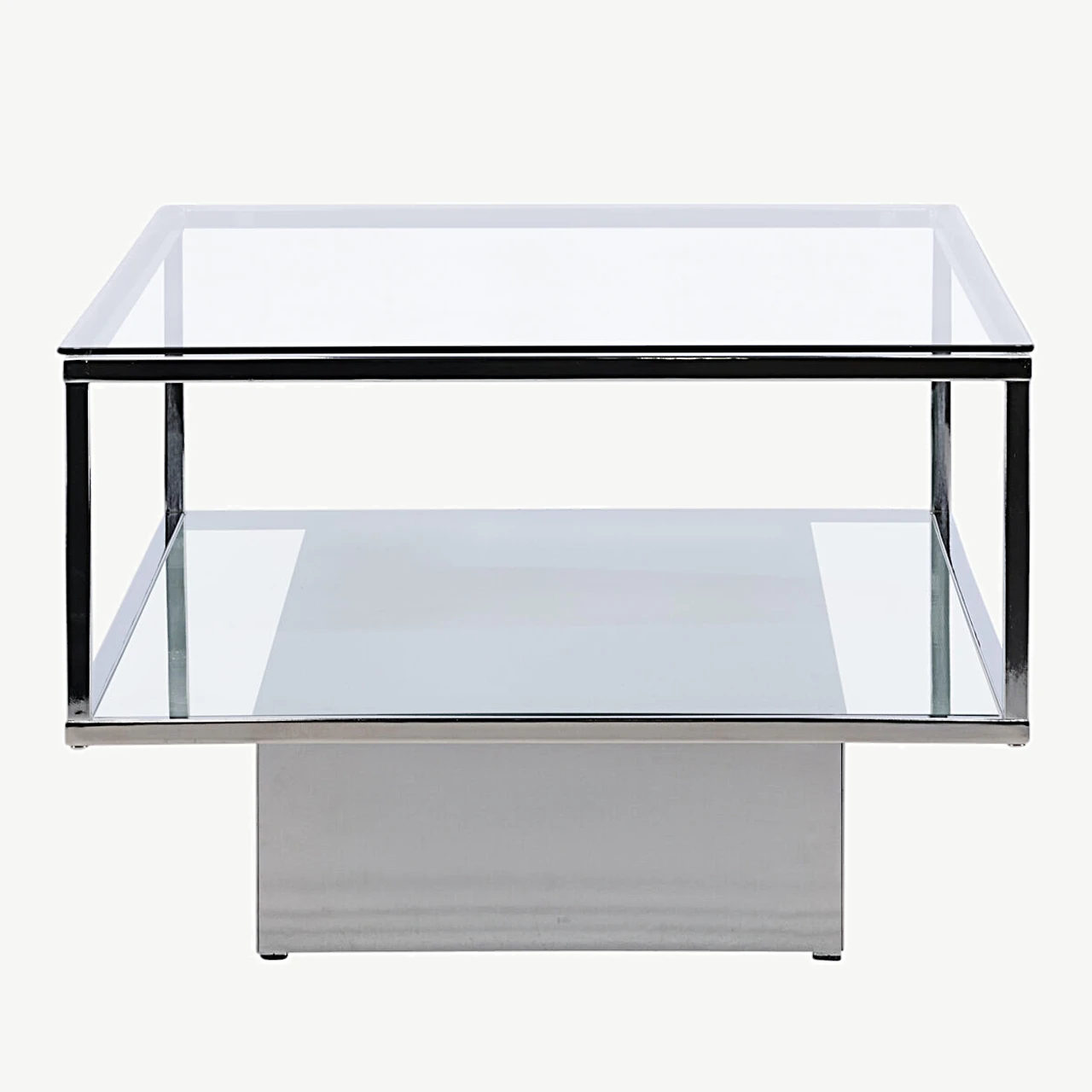 Klaasist ja terasest diivanilaud Maglehem hõbedase raamiga (130×60 cm) - 15015-331