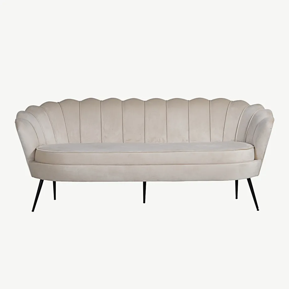 Beež sametdiivan Calais, 3-kohaline, mustade terasjalgadega, 15015-885 – 2