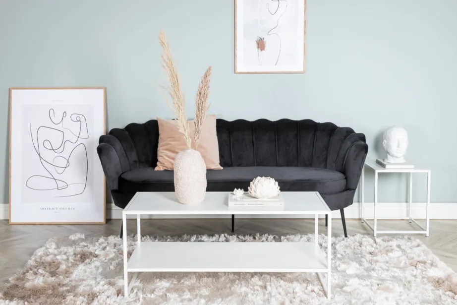 Calais kolmekohaline must sametdiivan terasjalgadel, 15015-888 – 5