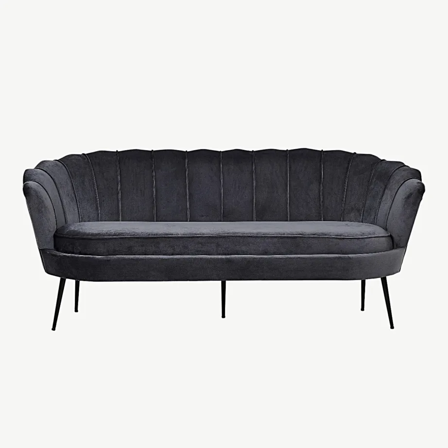 Tumehall sametdiivan Calais, 3-kohaline, mustadel metalljalgadel, 15015-955 – 2