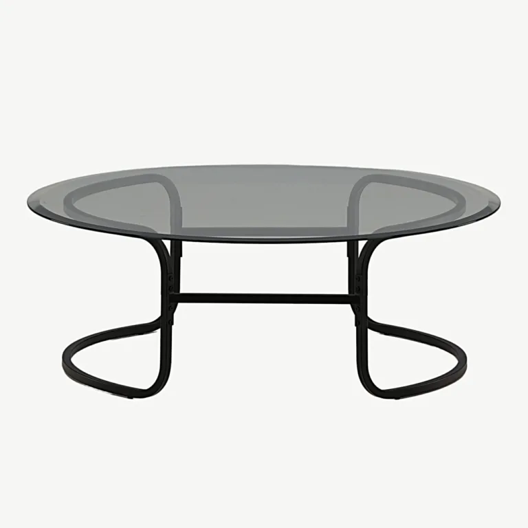 Ümar klaasist lauaplaadiga must diivanilaud Lomma, ø110 cm - 15016-100