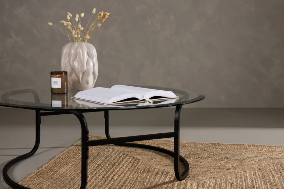 Ümar klaasist lauaplaadiga must diivanilaud Lomma, ø110 cm, 15016-100 – 10