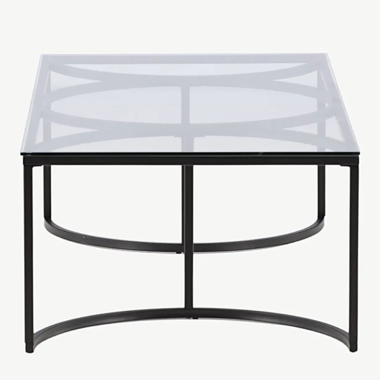 Skanöri modernne klaasist diivanilaud musta metallraamiga (140×70 cm) - 15016-300