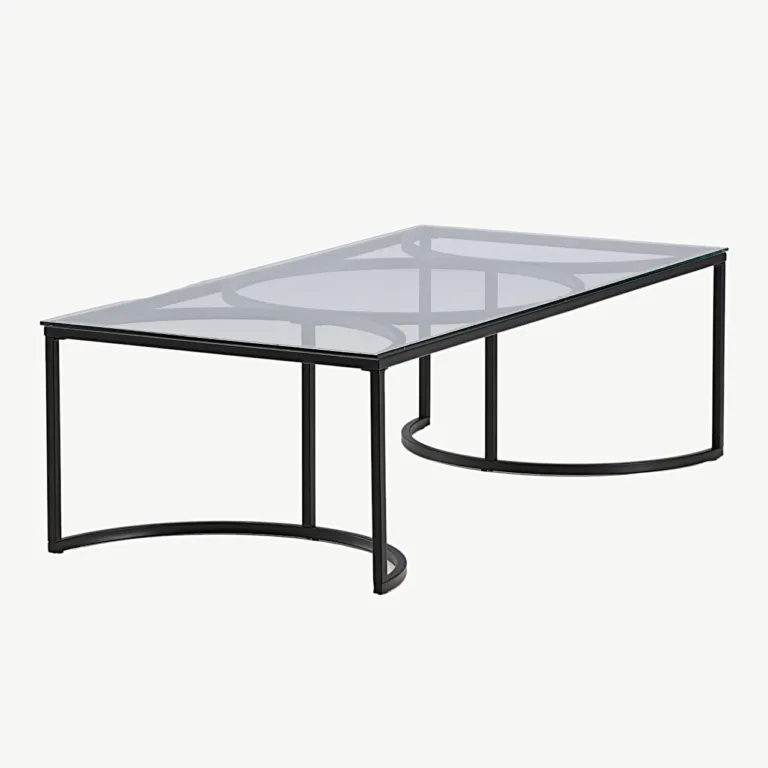 Skanöri modernne klaasist diivanilaud musta metallraamiga (140×70 cm) - 15016-300