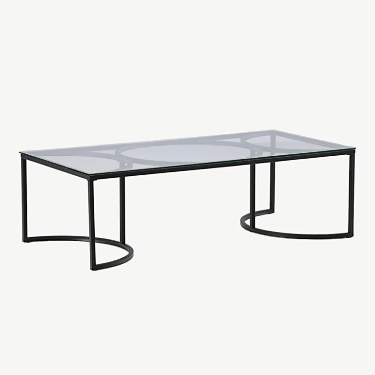 Skanöri modernne klaasist diivanilaud musta metallraamiga (140×70 cm) - 15016-300