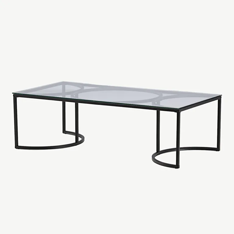 Skanöri modernne klaasist diivanilaud musta metallraamiga (140×70 cm) - 15016-300