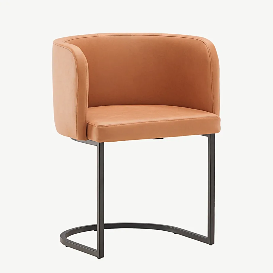 Polsterdatud söögitool Simrishamni pruuni kangaga, mustad terasjalad, 15016-800 – 4