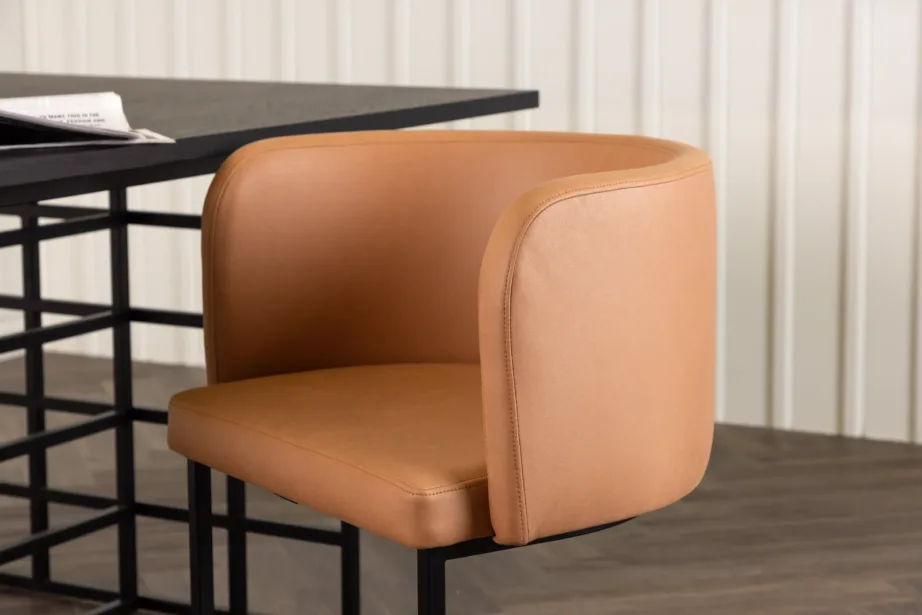 Polsterdatud söögitool Simrishamni pruuni kangaga, mustad terasjalad, 15016-800 – 9