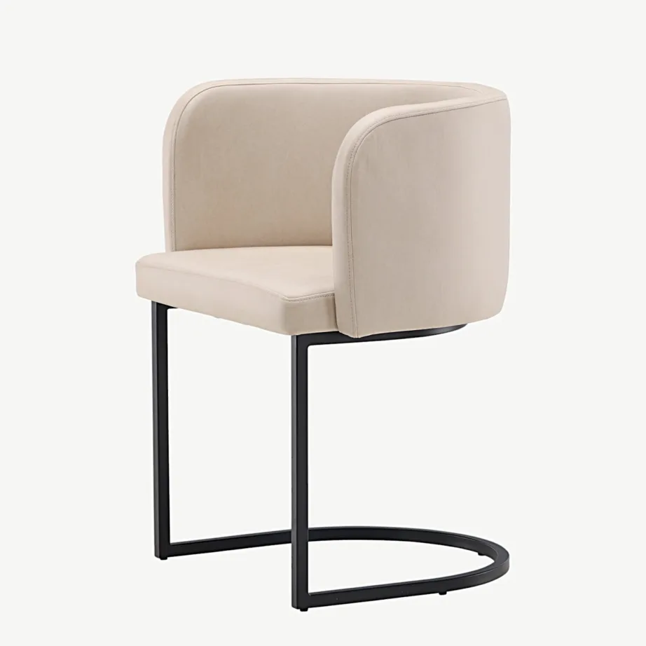 Beež polsterdatud söögitool musta terasraamiga Simrishamn, 15016-880 – 6