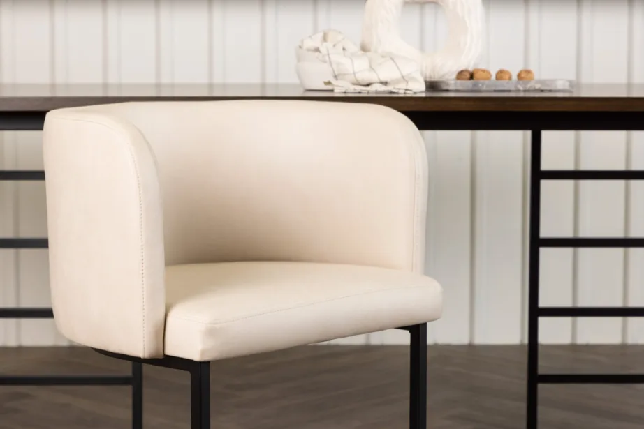 Beež polsterdatud söögitool musta terasraamiga Simrishamn, 15016-880 – 9