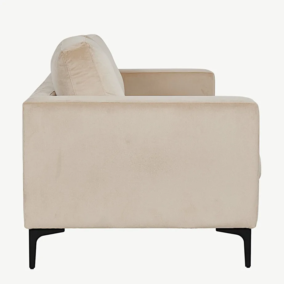 Bolero 3-kohaline beež sametdiivan mustade metalljalgadega, 15016-885 – 4