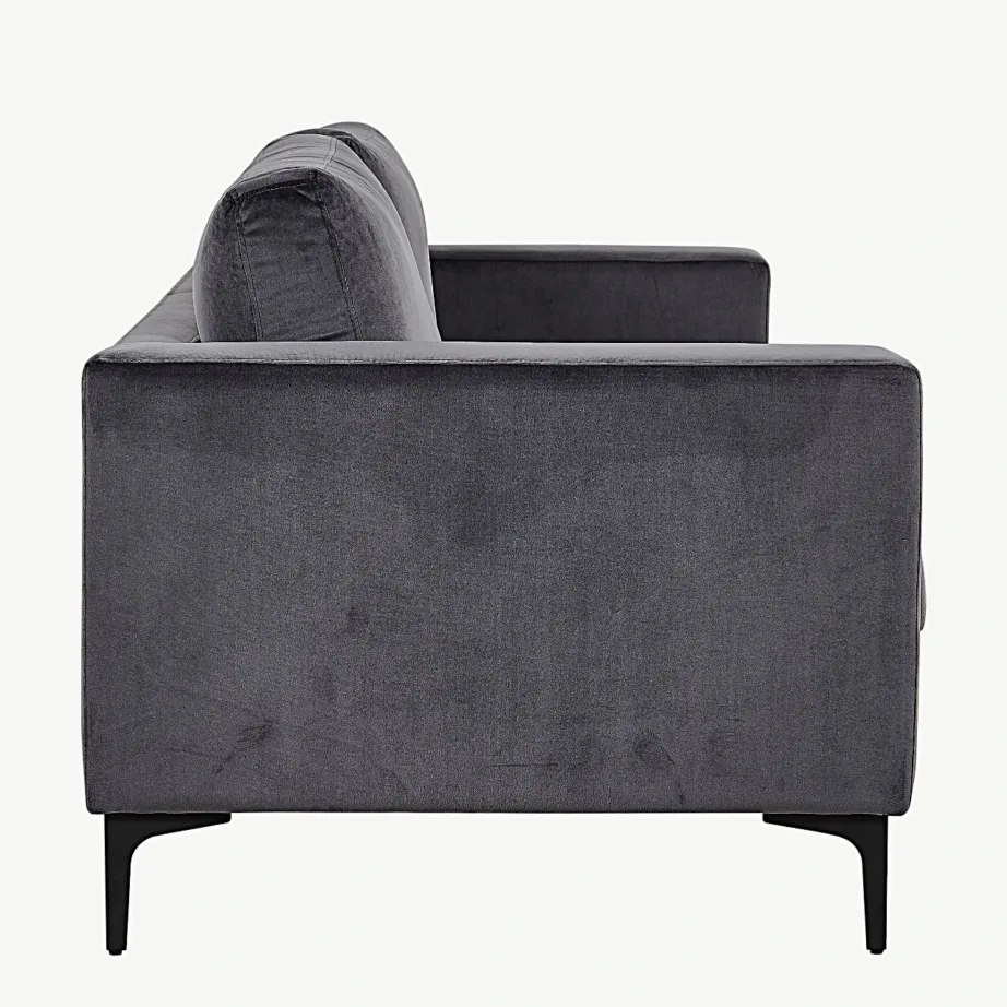 Bolero kolmekohaline tumehall sametdiivan mustade terasjalgadega, 15016-955 – 4