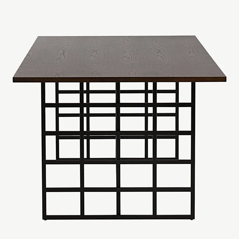 Ystad söögilaud moka tammevineeriga ja musta metallraamiga, 220 × 100 cm - 15017-880