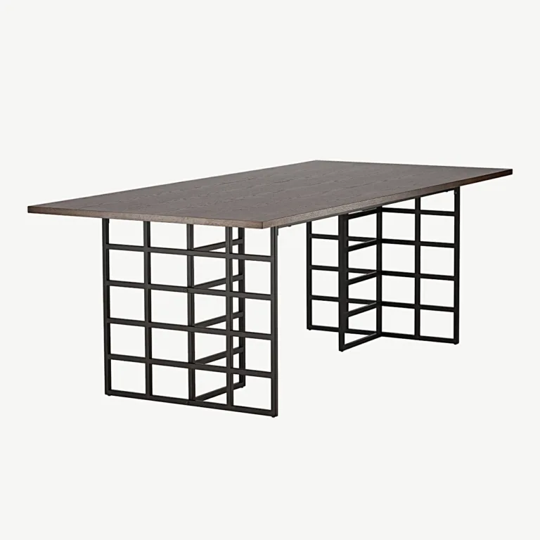 Ystad söögilaud moka tammevineeriga ja musta metallraamiga, 220 × 100 cm - 15017-880