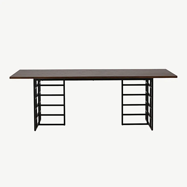 Ystad söögilaud moka tammevineeriga ja musta metallraamiga, 220 × 100 cm - 15017-880