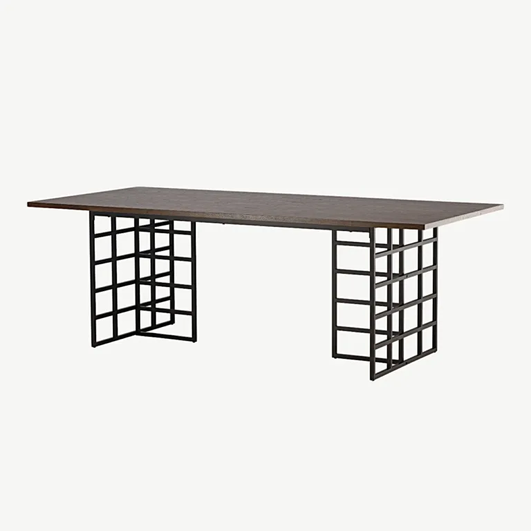 Ystad söögilaud moka tammevineeriga ja musta metallraamiga, 220 × 100 cm - 15017-880