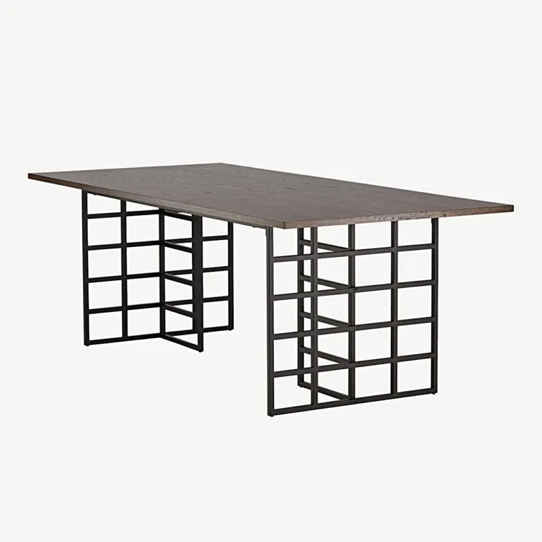 Ystad söögilaud moka tammevineeriga ja musta metallraamiga, 220 × 100 cm - 15017-880